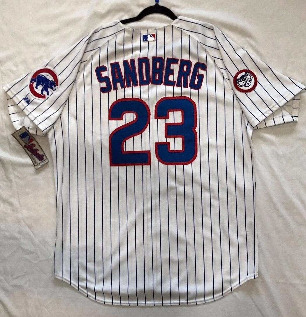 Authentic Majestic 52 2XL CHICAGO CUBS PINSTRIPE RYNE SANDBERG