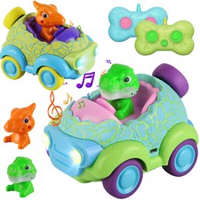 2 Packs Remote Control Dinosaur RC Car Toys for Kid Boys with Light Music Gift