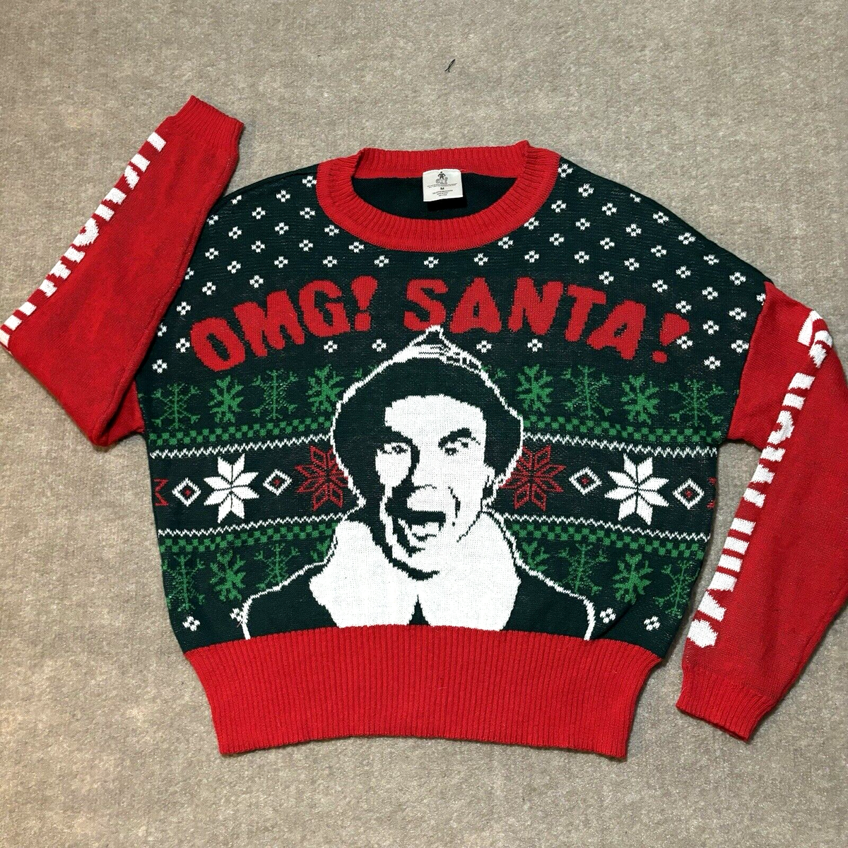 Christmas Sweater Womens Sz Medium Buddy the Elf Will Ferrell Holiday Red  Green