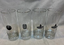 Set of 4 Jack Daniels Highball Glasses Tumblers 10 oz Whiskey Old No. 7 Barware