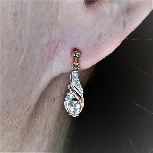 Natural Morganite Earrings Genuine Diamonds 9K Rose Gold Gift Boxed NEW - Picture 2 of 7