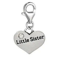 Little Sister Clip On Charm for European Jewelry w/ Lobster Clasp
