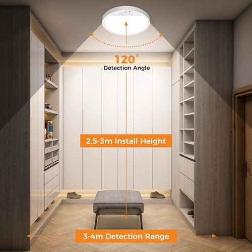 Motion Sensor Light Indoor Hardwired 3000K/4000K/6500K LED Closet w/Timer 15W x2 - Picture 4 of 18