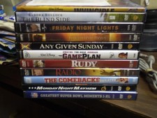 (12) Football Theme DVD Lot: The Blind Side  Invincible  Any Given Sunday  Rudy