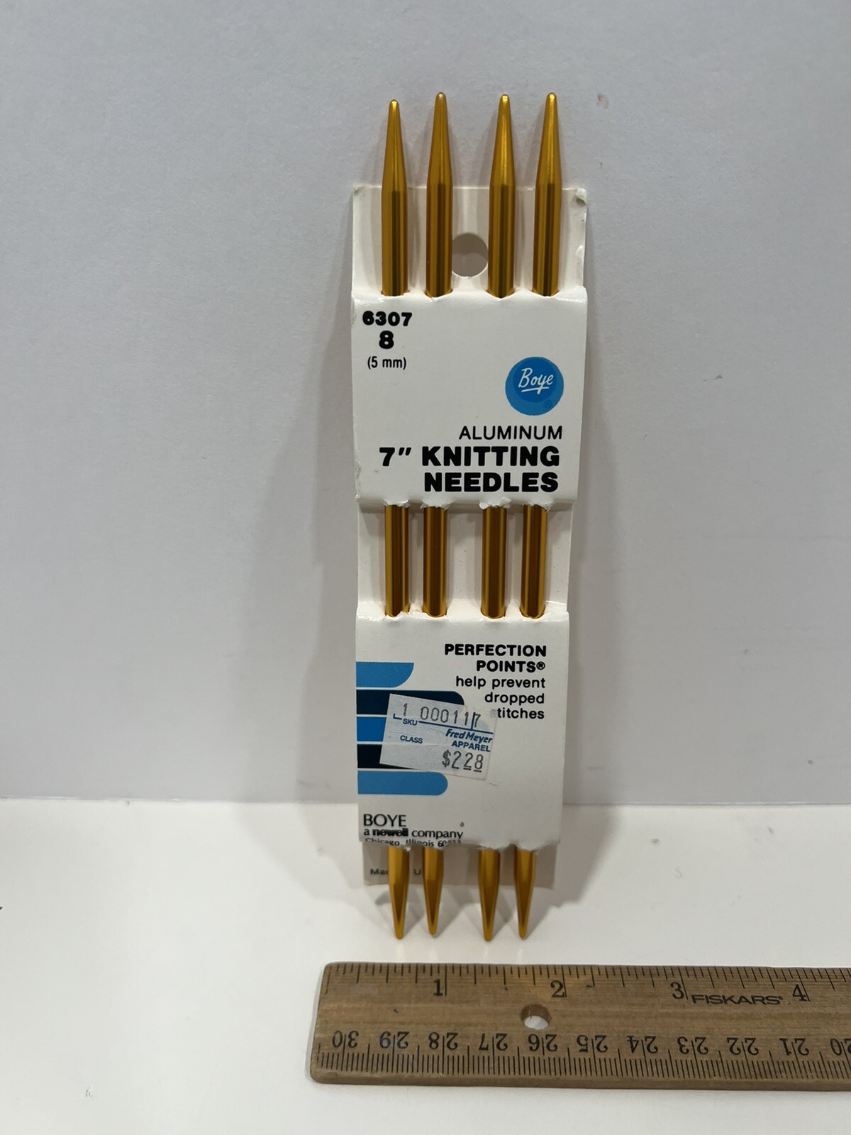 Vintage Boye Knitting Needles Size 8 Double Point Aluminum 7" Set of 4