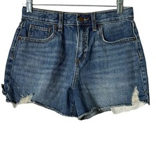 Old Navy Shorts Girl's Sz 16 Blue Adjustable Waist Raw Hem Denim Lace Distressed