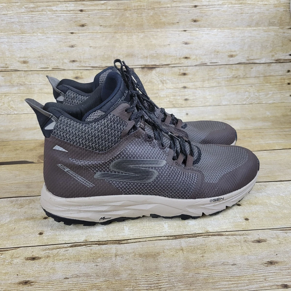 Skechers GoTrail 2 Mens 11.5 Grip Running Hiking Hi Top Boot Sneaker Shoes Brown eBay