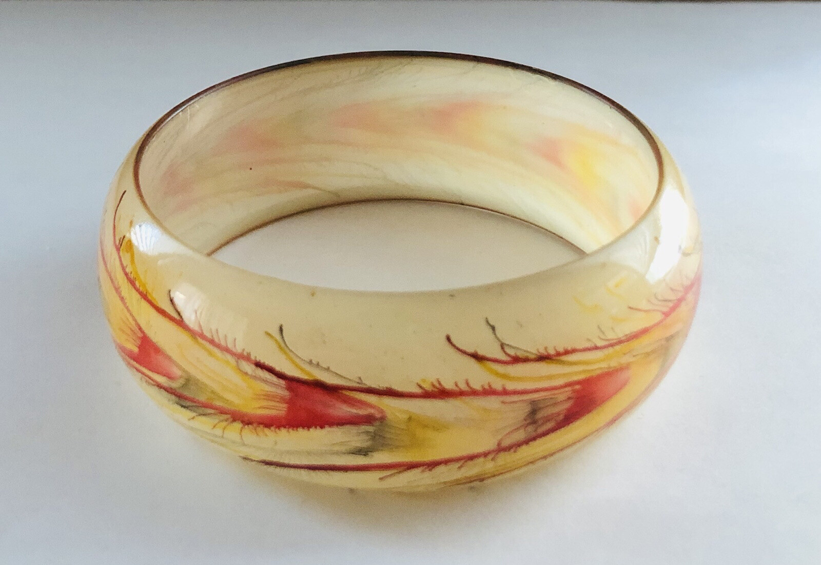 Semi Translucent Feather Pattern Multi Color Resi… - image 1