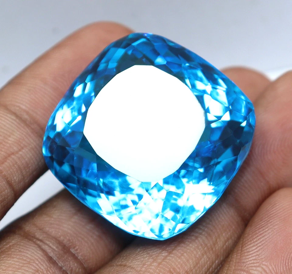 Topacio Azul Natural Brasileño 1000 Ct Forma Cojín Suelto Piedra Preciosa Certificada Foto 3 de 4