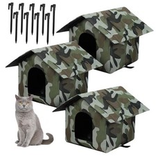 3 Pcs Cat Houses for Outdoor Stray Cats Shelter Weatherproof Camouflage Style