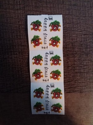  Streifen (3 Abrisse) BSB Happy Fruit Fuzzy Stoff Sticker Radieschen  