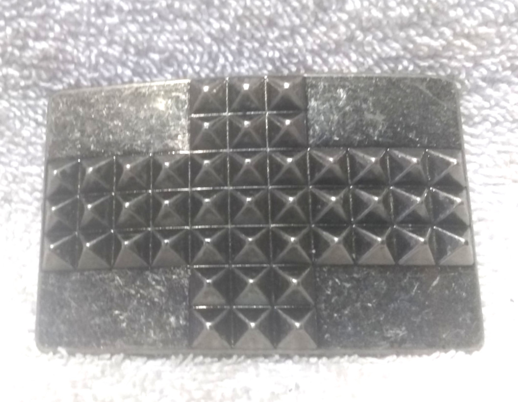 Silver Triple Row Pointed X Pattern Rectangle Bel… - image 1