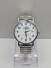 Timex Easy Reader Date Indiglo Silver Tone 34mm Quartz Watch New Battery WR 30M