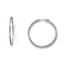 .925 Sterling Silver Multi Color CZ 40mm Clic...