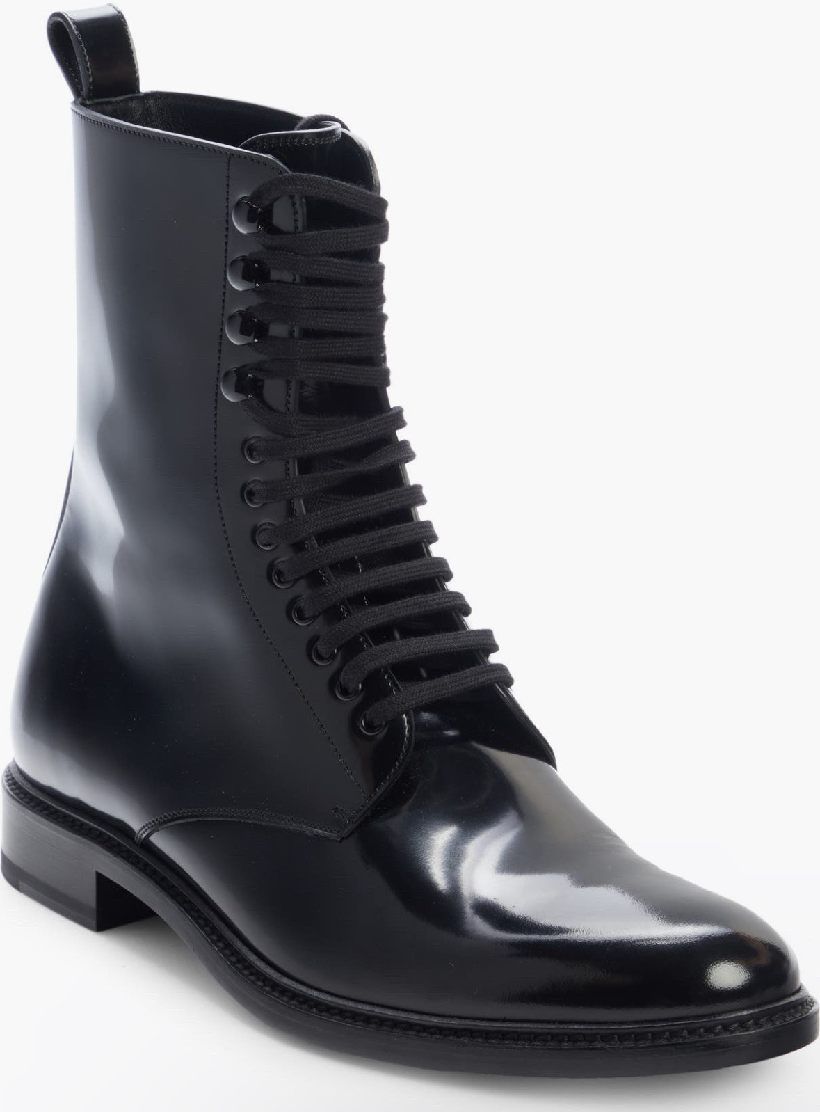 Scarpe uomo stivali stringati Saint Laurent Vaughn in pelle nera taglia 12 US 45