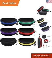 Elegant 6 Pack Sunglasses Case Set - Portable Zipper Eyeglass Carrier with Hook