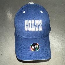 Indianapolis Colts Cap Hat NFL Team One Size Blue White Stretch Fit Spell Out