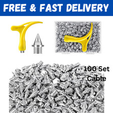 1/4 Inch Track Spikes, 130Pcs Stainless Steel Pyramid Shoe Spikes with Spike Wre