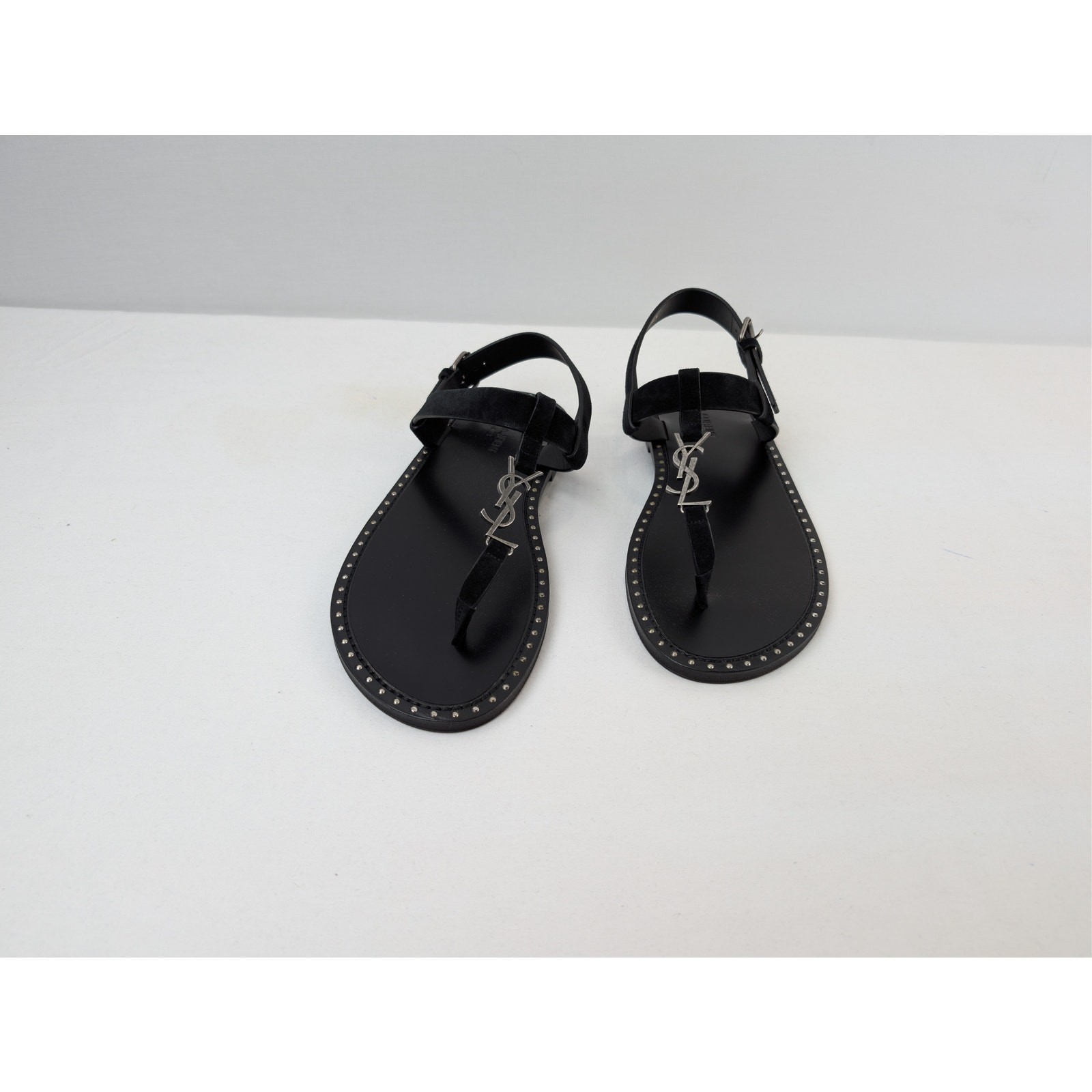 Saint Laurent Paris Gorain Florence Cassandra Flat Sandals in Nero BNWB 44 image 7