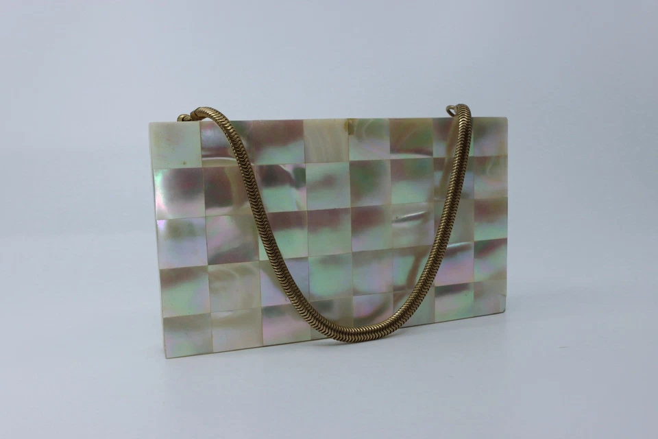 VTG 1950's Evening Vanity Mother of Pearl Purse Minaudiere w/Compact Lipstick - Image 3 of 4