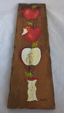Vintage Primitive Style Wooden Farmhouse Apple Picture 19" H x 5.5"W