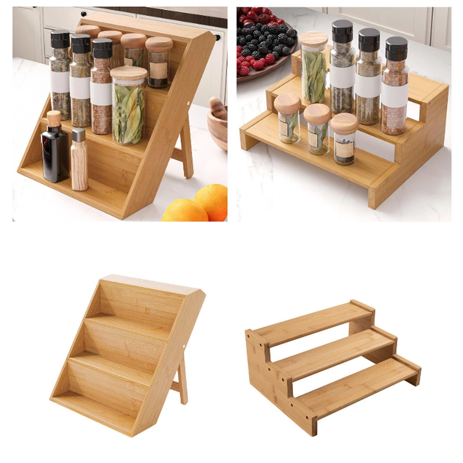 Seasoning Jar Organizer Kitchen Cabinet Shelf 3-tier Display Shelf