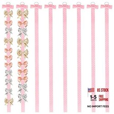 8 PCS Pink Bow Holder for Girls Hair Accessories Organizer - Hair Clips Clips