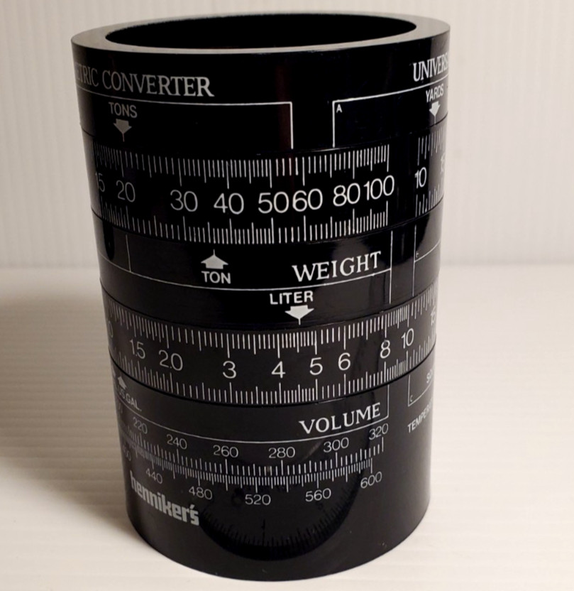 Vintage Henniker's Circle Metric Converter Cup Pen Pencil Holder Desk Accessory