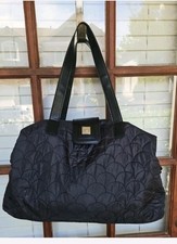 DVF Black Quilted Travel Overnight Carry On Overnight Bag
