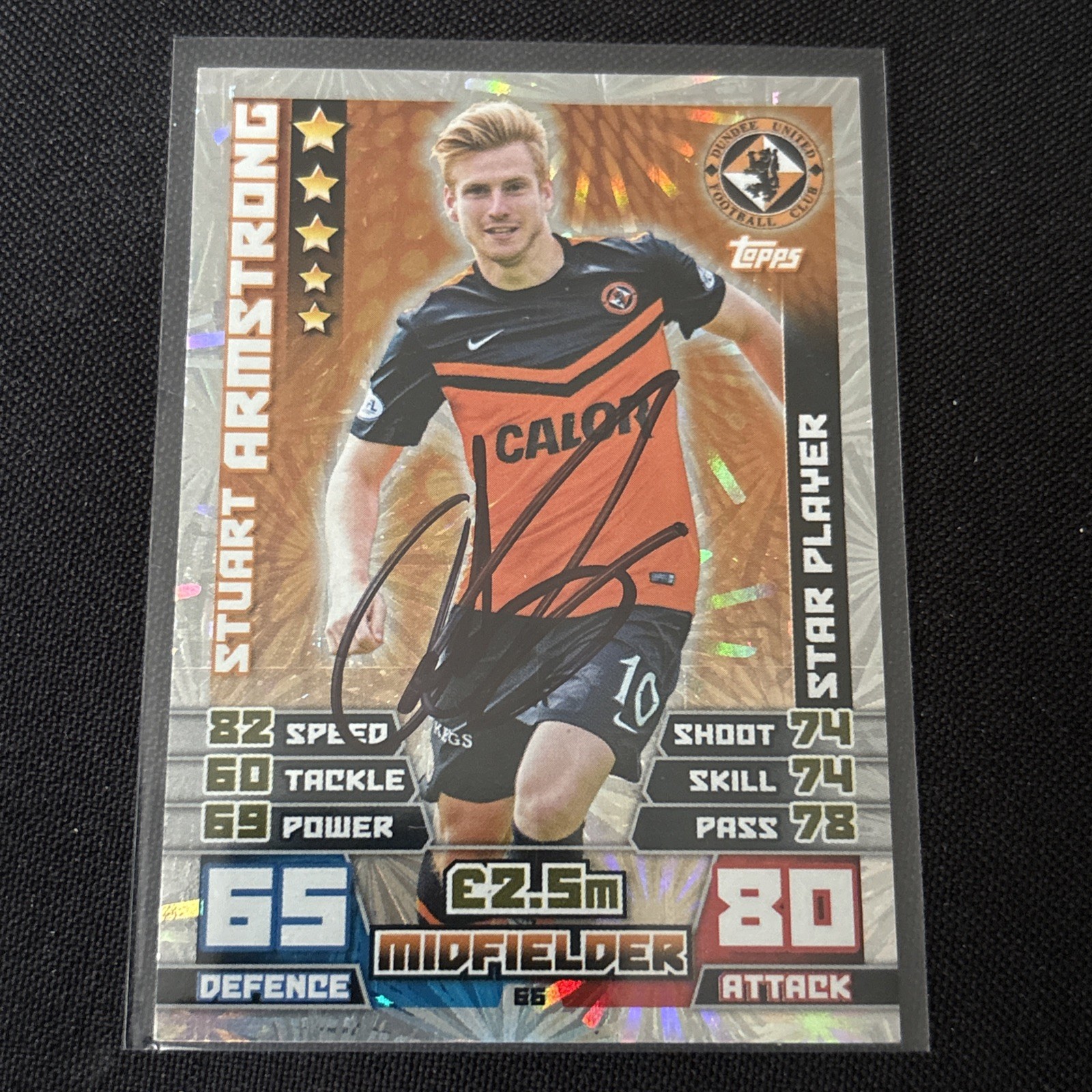 Signed Stuart Armstrong Dundee Utd Card Match Attax SPL 2014/15 #66 Star Player