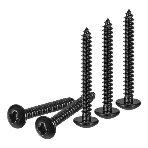 100 PCS #4x1/2 Black Stainless Steel Wood Screws - Phillips Flat Head 18-8 (304) Grade