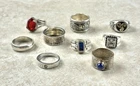 Lot Of  9 Vintage Sterling Silver Rings Sizes 5-7 Weight 64g