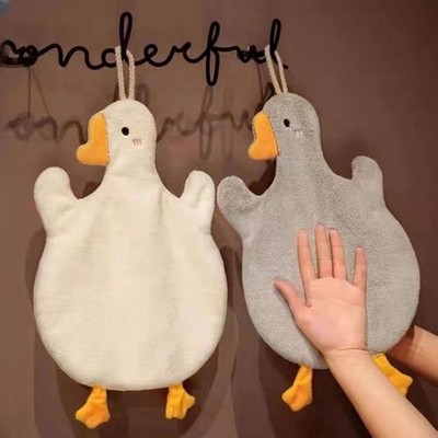 Cartoon Goose Hand Towel Kitchen Bathroom Hanging Quick Dry Absorbent