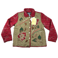 Indigo Moon Jacket Womens M Embroidered Boho Patchwork Quilted QVC India Shacket