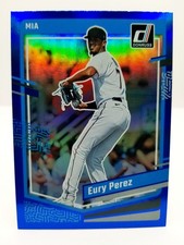 2023 Panini Donruss Eury Perez #105 Blue Holo Miami Marlins 