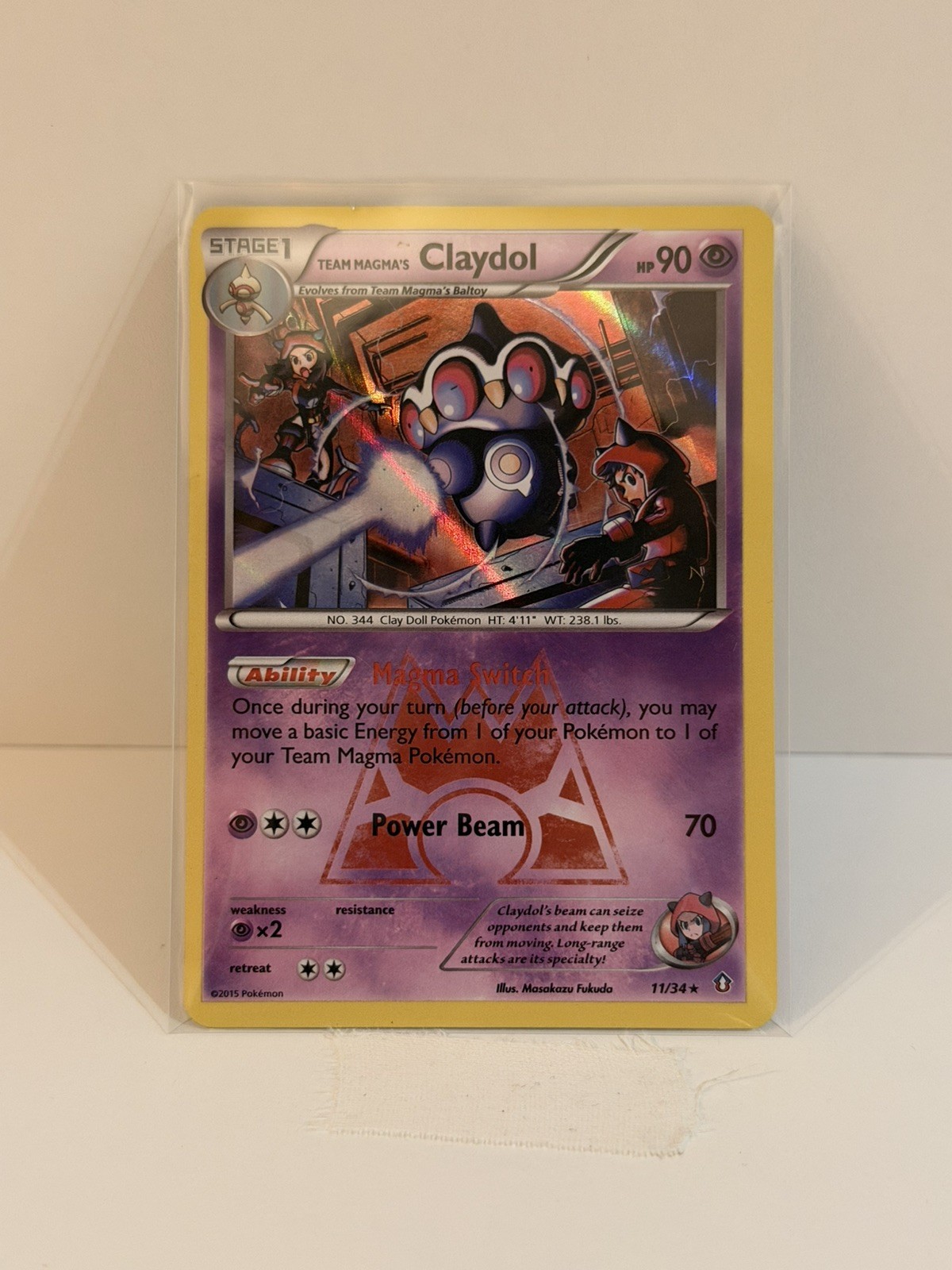 Team Magma's Claydol 11/34 Holographic Rare Double Crisis Pokemon TCG Near Mint