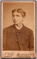 Antique CDV Circa 1880s J. Volk Young Man in Suit Gelsenkirchen DE