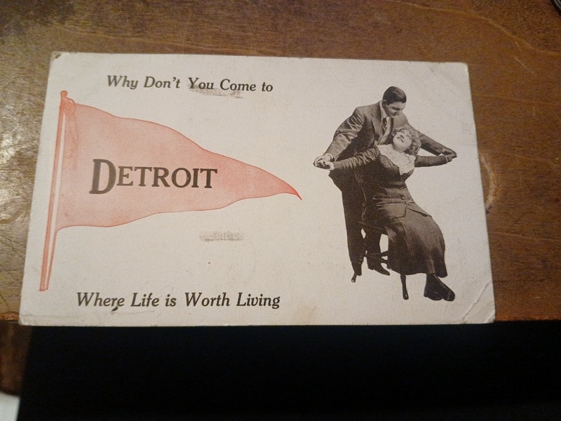 1912 Detroit Postcard addressed to Central Mine Michigan Keweenaw County