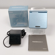 Nintendo Game Boy Advance SP Pearl Blue AGS-001 Console Boxed Charger Tested