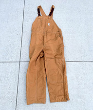 Vintage Carhartt RO2 BRN Quilt-Lined Double Knee Bib Overalls Made in USA 44x30