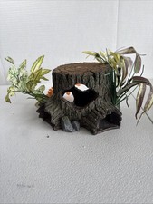 Resin Tree Stump Hideaway Hide Cave Aquarium Fish Tank Decor Rustic Wood Look