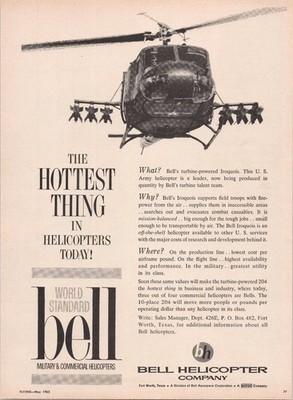 Bell Helicopter Company 1962 Vintage Print Ad Military Commercial Helo