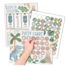 Potty Training Chart for Toddlers Boys -10 Sticker Potty Chart Dinosaur Muted