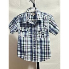 Camicia Armani bambino ragazzo a quadri manica corta con bottoni taglia 3A blu verde