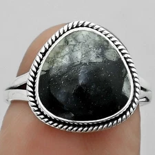 Natural Mexican Cabbing Fossil 925 Sterling Silver Ring s.7 Jewelry R-1010