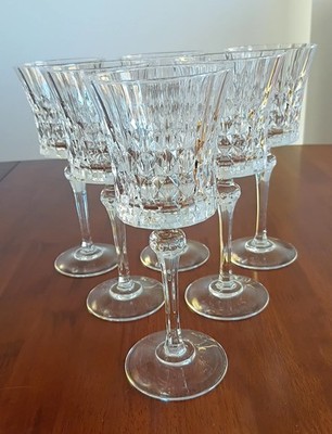 Set Of 6 Cristal D Arque ''Lady Diamond'' Lead Free Crystal Red Wine Glasses