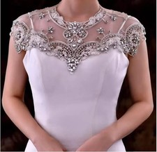 Wedding Dress Topper Jacket for Bride Rhinestone Beading Pearls Plus Size Custom