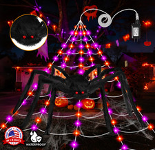 Halloween Decorations Outdoor Spider Web Lights, 16Ft 250 LED Light Spider Web