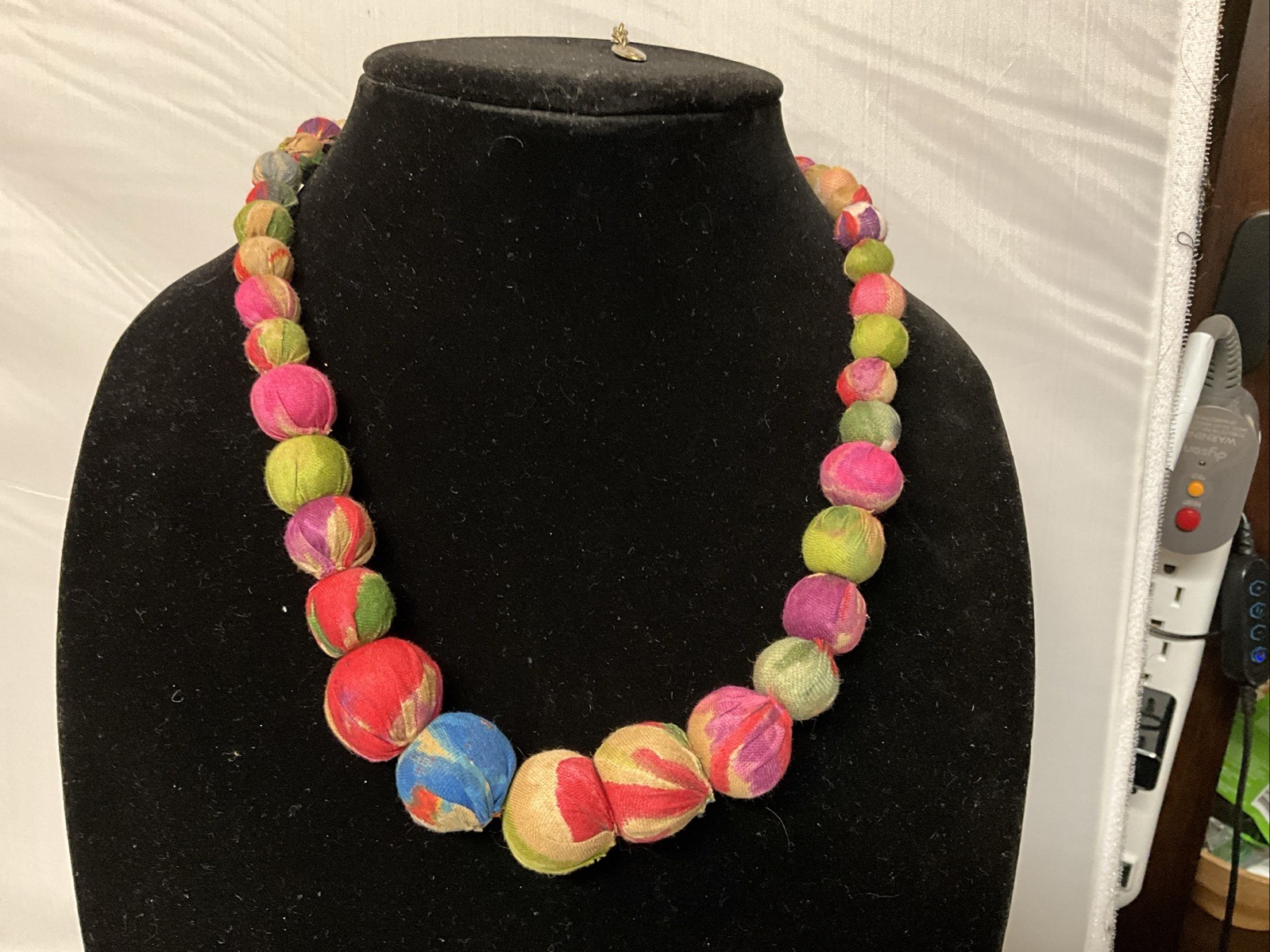 Plunder Multi Colored Fabric Material Beaded Neck… - image 1