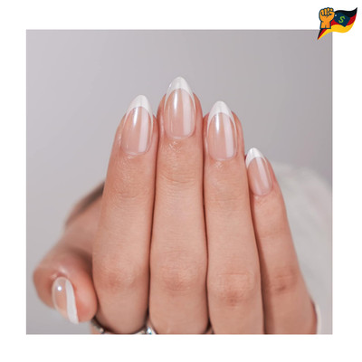 French Tip Press On Nails BTArtbox White Almond Medium Reusable Stick On Nails